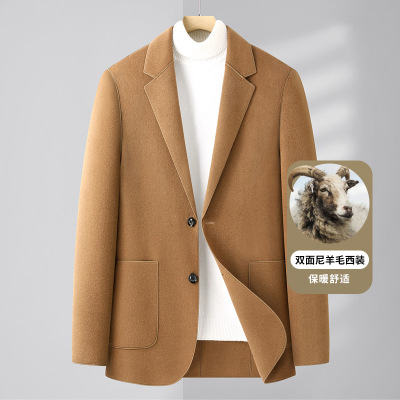 秋冬新款双面呢西装男羊毛西服男士无羊绒小西装妮子西服外套男装_1