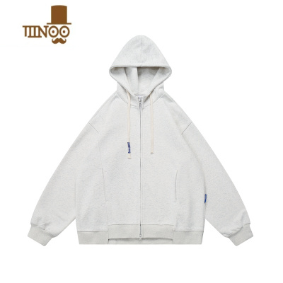 YANXU日系复古连帽开衫卫衣男款宽松简约休闲纯色上衣外套2023新款