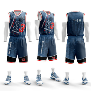 信柏合高品质篮球运动服速干透气篮球衣舒适速干比赛训练队服Y-DB33 蓝色 XL-7XL