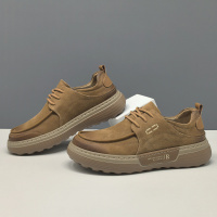 男生头层牛皮歪头休闲鞋百搭男款潮鞋真皮萌丑芒果鞋欧洲站小丑鞋