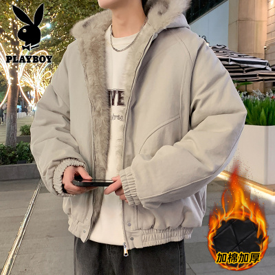 花花公子新款高品质秋冬加棉加厚棉衣男港风座山棉服