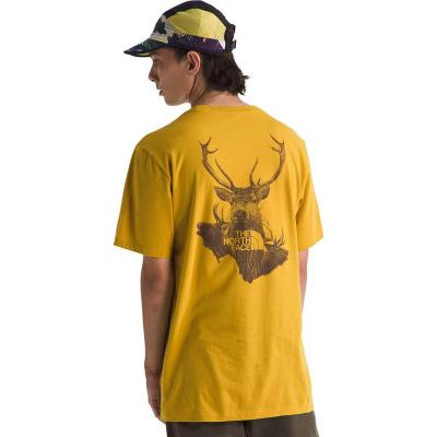 北面男士短袖ELK图案环保棉T恤 透气舒适适合户外休闲穿着