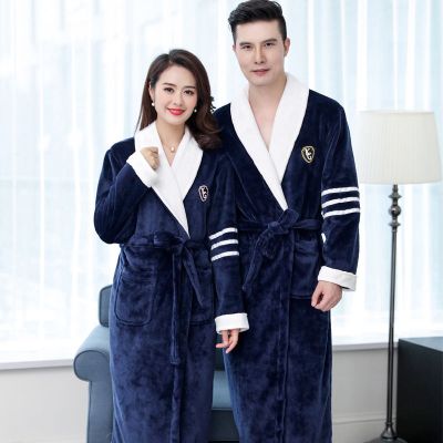 SleepyBear睡袍情侣睡衣女秋冬季加厚法兰绒可爱浴袍男珊瑚绒家居服浴衣大码