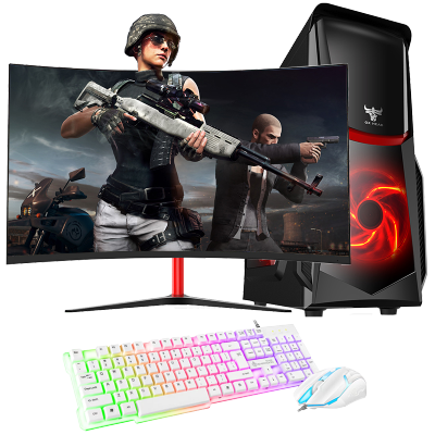 牛头(NIUTOU)酷睿i5处理器/游戏独显/4GB运行内存/128GB固态硬盘家用办公商用上网课影音游戏电脑台式机DIY组装机组装电脑电脑主机+27英寸电竞显示器