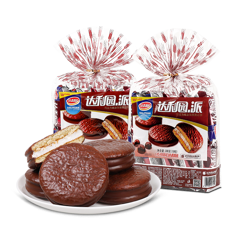 达利园 注心巧克力派260gx2袋(20枚) 蛋糕早餐面包糕点办公休闲零食
