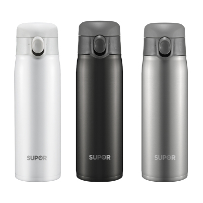 苏泊尔(SUPOR)保温杯男女士大容量商务简约高档泡茶316L不锈钢便携水杯子KC45DP20晶灰450ml