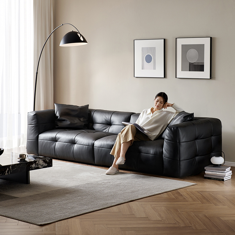 [U标·棉花糖沙发]全友家居现代极简客厅全纳帕皮沙发