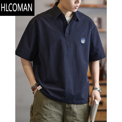HLCOMAN短袖衫男士夏季新款宽松潮牌百搭户外休闲速干翻领衬衫T恤男