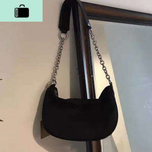 网红2020春夏新款复古风新月百搭黑色链条腋下法棍单肩包斜跨包女NEW LAKE女士单肩包
