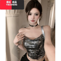 YIBUSHENG连衣裙女性感辣妹风荡领设计感季新款机能风吊带修身包臀短裙子