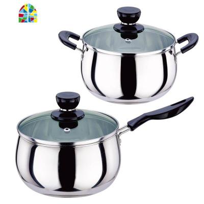 加厚不锈钢奶锅小汤锅单复底宝宝婴儿辅食牛奶锅煮面锅电磁炉 FENGHOU 单柄复底18CM