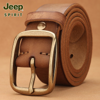 JEEP吉普腰带男真皮针扣正品百搭男士皮带休闲头层牛皮裤带皮带潮