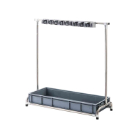 翌嘉YJ4122150 不锈钢拖把架可移动扫把架落地式拖把架 8挂10钩 带接水盆