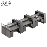 芙首泰屏风办公桌六人位含柜450*120*110cm张