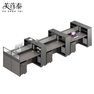 芙首泰屏风办公桌六人位含柜450*120*110cm张
