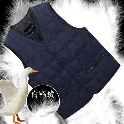 苏宁星选-PLAYBOY/花花公子中老年羽绒马甲男大码轻薄背心V领坎肩爸爸装羽绒内胆