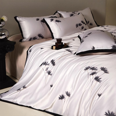 冰丝四件套夏天丝滑被套轻奢高级感水洗床单床上三件套