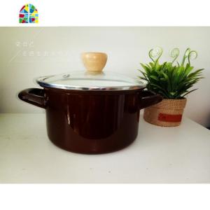 搪瓷锅珐琅锅汤锅奶锅泡面锅复古小清新电磁炉 FENGHOU 红色一人食15CM