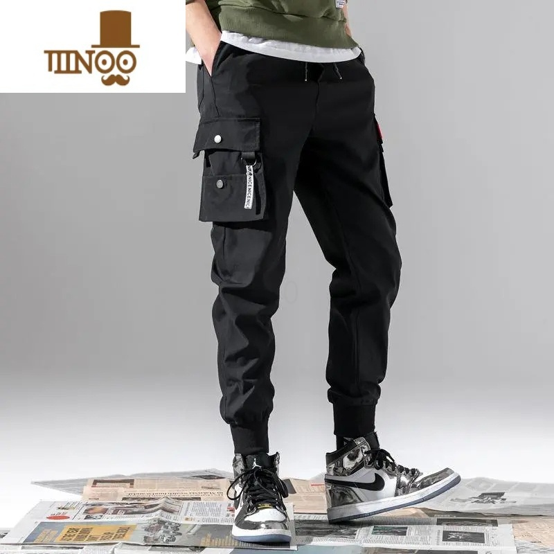 YANXU男士工装裤韩版潮流青少年高中学生百搭潮牌束脚休闲长裤子