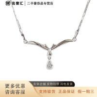 [二手]正品AU750白金 时尚简约款 天使翅膀 水滴型 钻石吊坠项链钻石项链