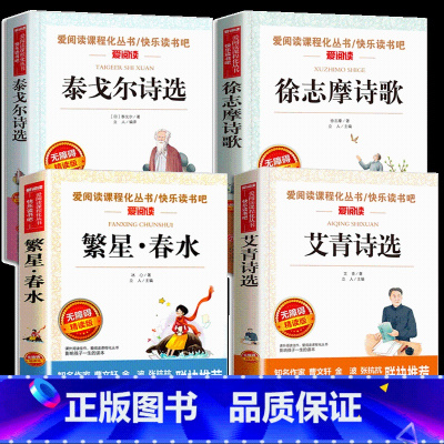 全套4册 小学生现代诗集 [正版]小学生现代诗集大全四年级下册中国现代诗歌精选儿童繁星春水冰心泰戈尔徐志摩艾青诗选四五年