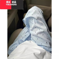 YIBUSHENG韩系松弛感蓝色波点休闲裤女季新薄款小个子宽松直筒遛弯阔腿裤