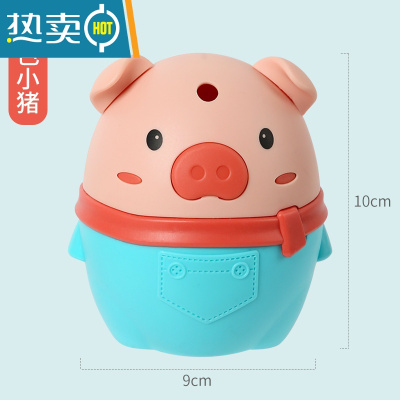 敬平 卡通牙签筒 家用客厅时尚自动弹出牙签盒按压式牙签收纳桶 绿色小猪