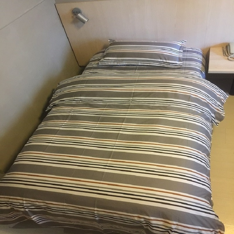 煊煜 全棉斜纹床品三件套(灰条) 1米床用被套160*230床单150*230枕套48*78cm 套