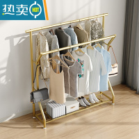 敬平衣架卧室落地晾衣架家用挂衣杆阳台收纳箱盒晾晒衣架被子收纳器 [加粗]长100高160 纳米金 单下 板 高质量