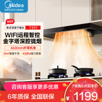 美的(Midea)抽油烟机家用厨房自动清洗欧式21m³风量吸油烟机顶吸抽烟机脱排油烟机T201