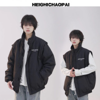 年新款时尚男女情侣同款两穿宽松时尚可拆卸韩系舒适马甲棉服