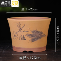 三维工匠紫砂兰花盆君子兰种花花盆阳台专用大号盆景陶瓷花盆 单大号黄色23cm 尺寸如图所示花盆容器