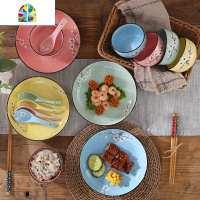 日式家用陶瓷礼品餐具组合礼盒装碗筷碗盘碗碟套装批盘子碗米饭碗 FENGHOU 蓝色16头(四碗四筷四勺四盘子)