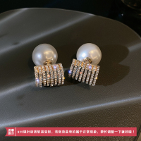 两戴闪钻珍珠耳钉纯银针女秋冬气质时尚耳环百搭耳饰品2023年新款送女朋友老婆情人节七夕生日礼物