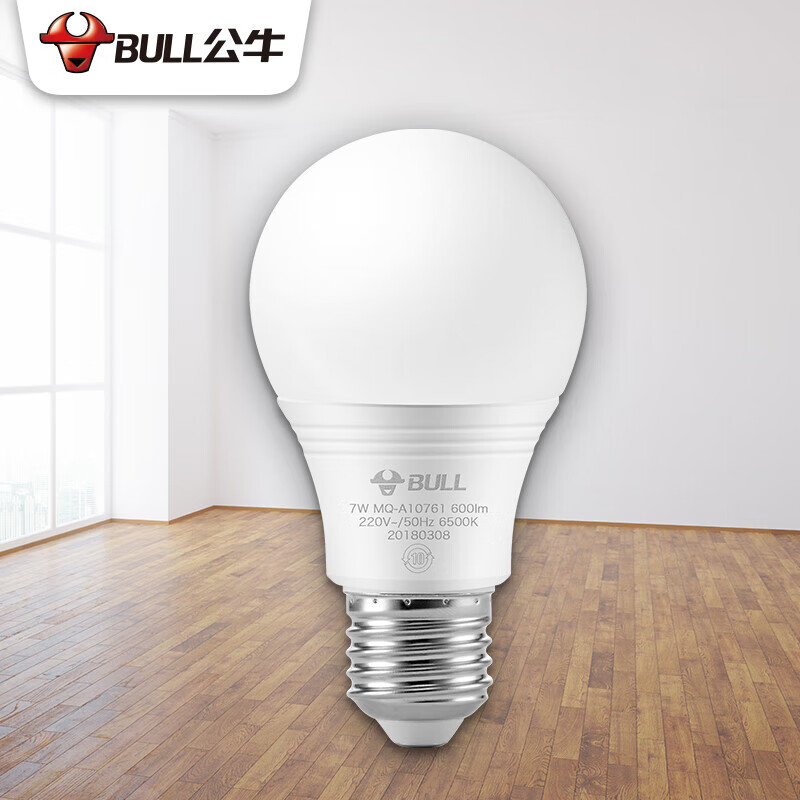 公牛(BULL)LED 节能球泡灯 E27螺口球泡灯 7W球泡黄光(暖白光)3000K 2个装