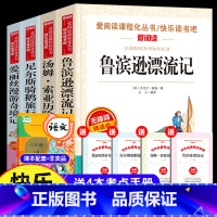 [全4册]六年级下册快乐读书吧 [正版]鲁滨逊漂流记六年级课外阅读书籍下册快乐读书吧爱丽丝梦游仙境漫游奇境记尼尔斯骑鹅旅