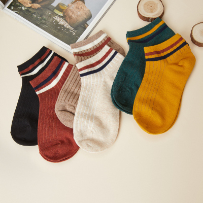 [1件5折价:45]美特斯邦威夏新款袜子女双杠条纹六双装短袜女袜子