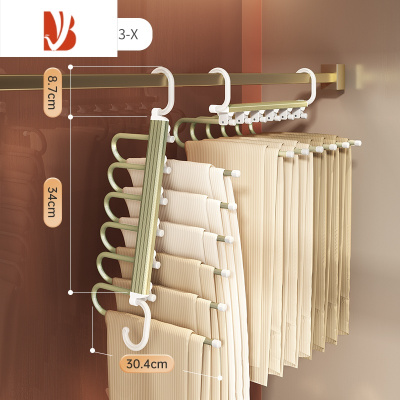 三维工匠折叠魔术裤架多铝合金家用挂裤衣架防滑裤夹衣柜裤子收纳器