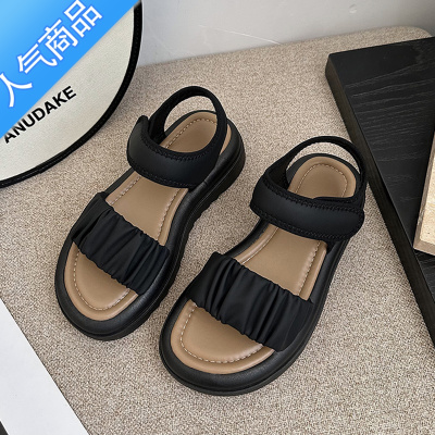 SUNTEK网红仙女风配裙子小众凉鞋女夏2023年新款厚底ins百搭休闲罗马鞋