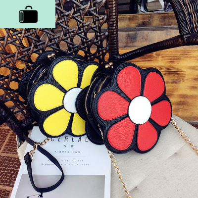 创意个性小包包太阳花多层女包可爱花朵夹扣链条包单肩斜挎包潮萌NEW LAKE女斜挎包