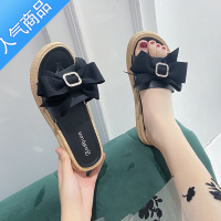 SUNTEK蝴蝶结凉拖鞋女夏外穿2023新款松糕厚底ins潮时尚百搭沙滩拖鞋