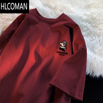 HLCOMAN2025潮流短袖T恤男士港风宽松打底体恤ins休闲半袖情侣上衣服