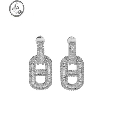 JiMiH欧美满钻超闪猪鼻子耳环女精致高级感小众设计气质重工耳扣耳饰