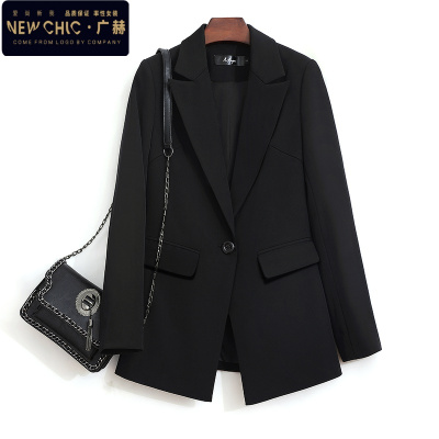 广赫小西装外套女春秋设计感小众黑色法式小西服女上衣上班族西装套装夹克