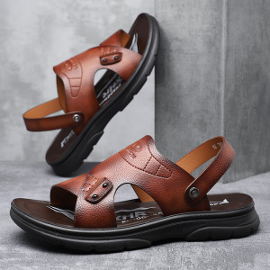 男士凉鞋2025夏季新款真皮沙滩鞋两用户外穿软底防滑透气凉拖鞋男