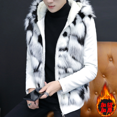 NEWLAKE男士棉衣青年保暖皮草大衣加厚一体棉服男装棉袄外套潮棉衣