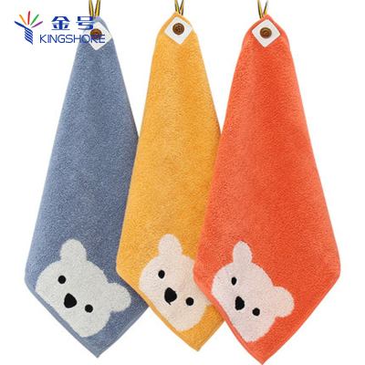 金号(KINGSHORE)全棉毛巾柔软吸水易干卡通挂钩方巾抹手巾S6130WH棕色30*30cm