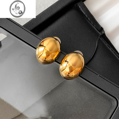 JiMi欧美小金豆金属简约耳环女小众设计感高级时尚百搭金色耳钉耳饰