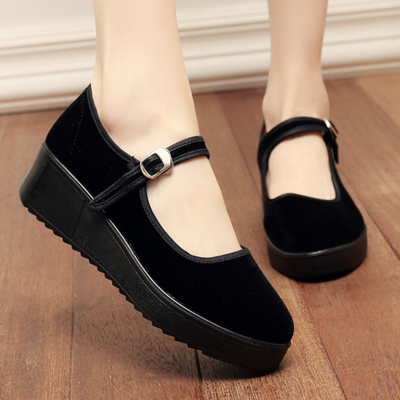 芳棋云品牌女士工作布鞋女黑色妈妈布鞋老北京布鞋女休闲平跟防滑软底上班鞋