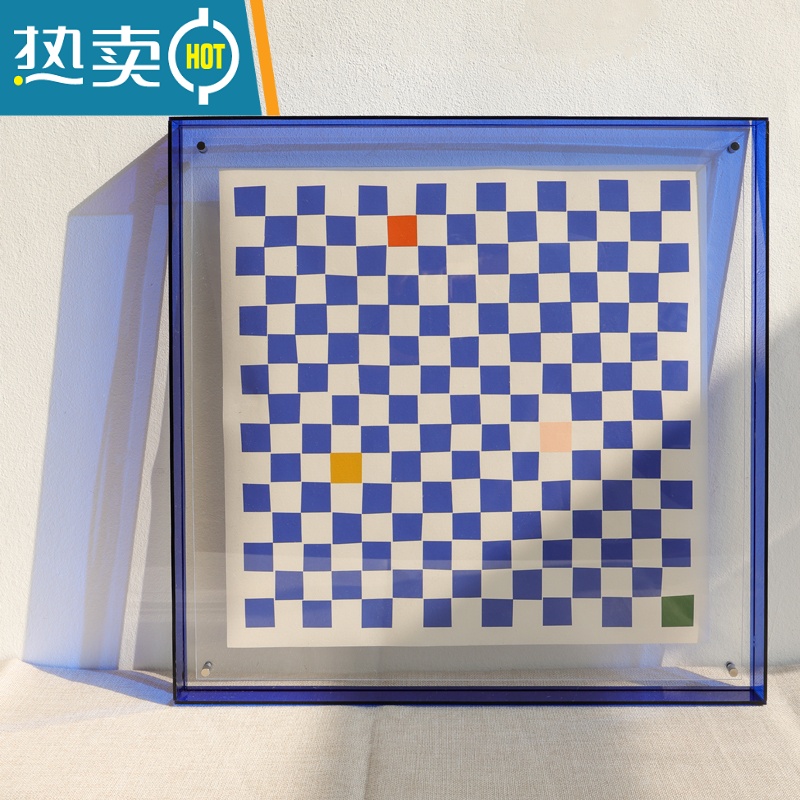 敬平亚克力透明画框洗照片做成相框摆台海报装裱挂墙创意摆件托盘收纳 布里思托蓝-高透3mm+可摆可挂 外框55*55cm